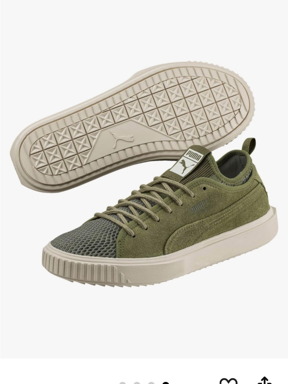 Puma Men's Olive Green Breaker Mesh Q2 Low-Top Casual Sneakers